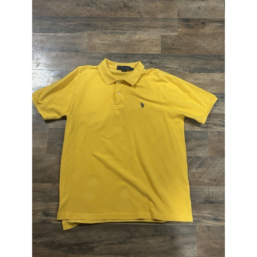 US Polo Assn Yellow Polo Shirt Size Large Summer Collared Shirt